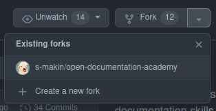 The fork button, and how to find your existing fork